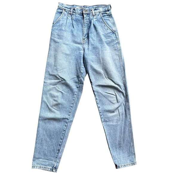 Vintage Bill Blass 80's Distressed High Waist Mom Pleated Jeans Size 10 - Picture 1 of 6